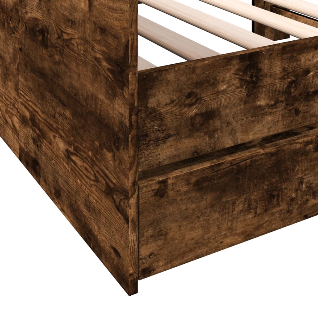 Slaapbank met lades zonder matras 90x190 cm gerookt eikenkleur