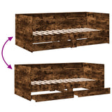 Slaapbank met lades zonder matras 90x190 cm gerookt eikenkleur