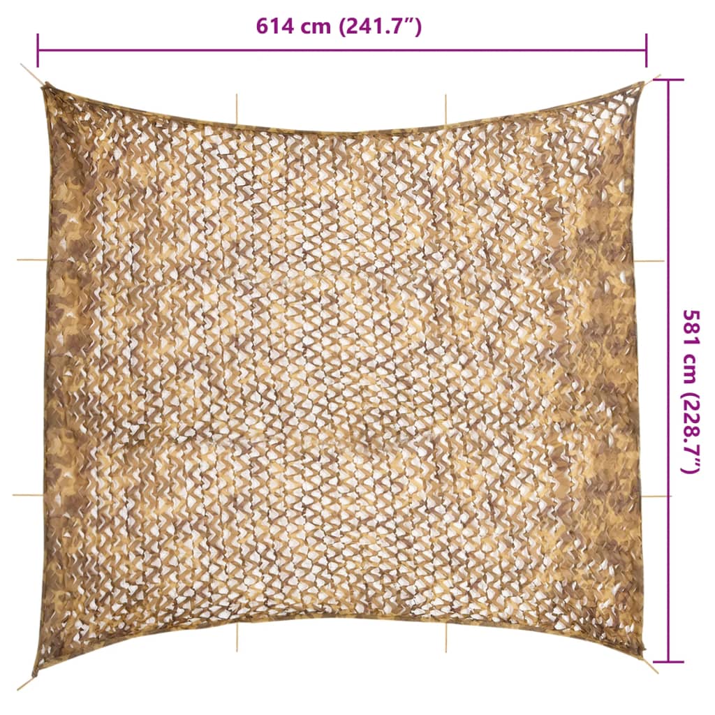 Camouflagenet met opbergzak 614x581 cm zandkleurig