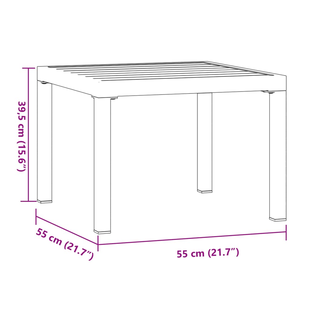 Tuinsalontafel 55x55x39,5 cm gepoedercoat staal zwart - AllerleiShop