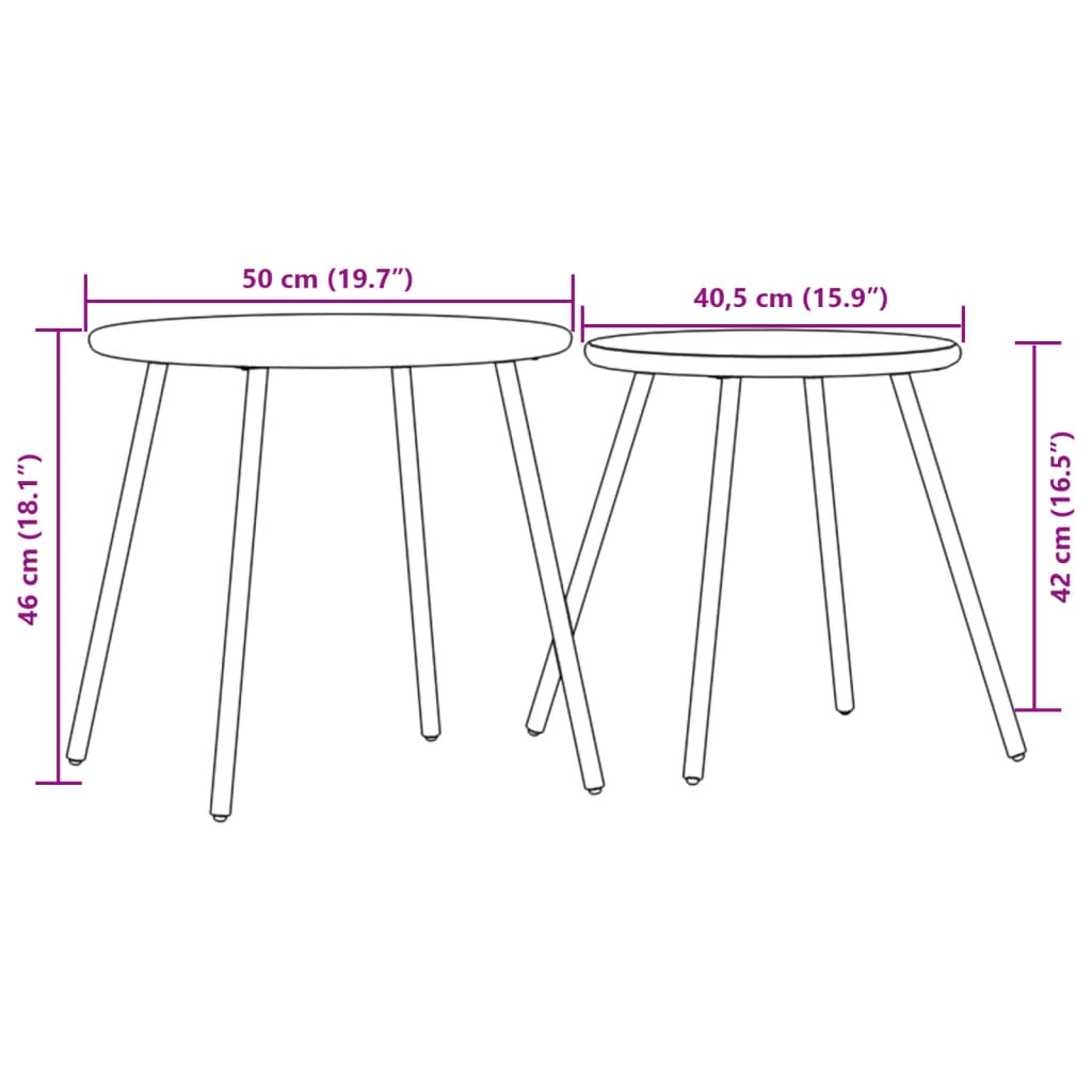 Tuintafeltjes 2 st rond gepoedercoat staal zwart - AllerleiShop