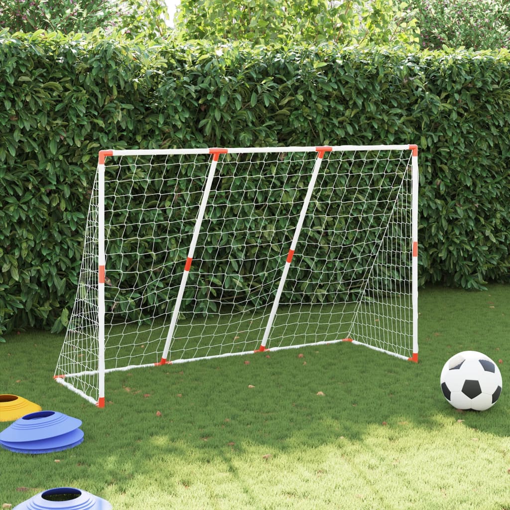 Kindervoetbaldoel met ballen 2-in-1 184x64x124 cm wit - AllerleiShop