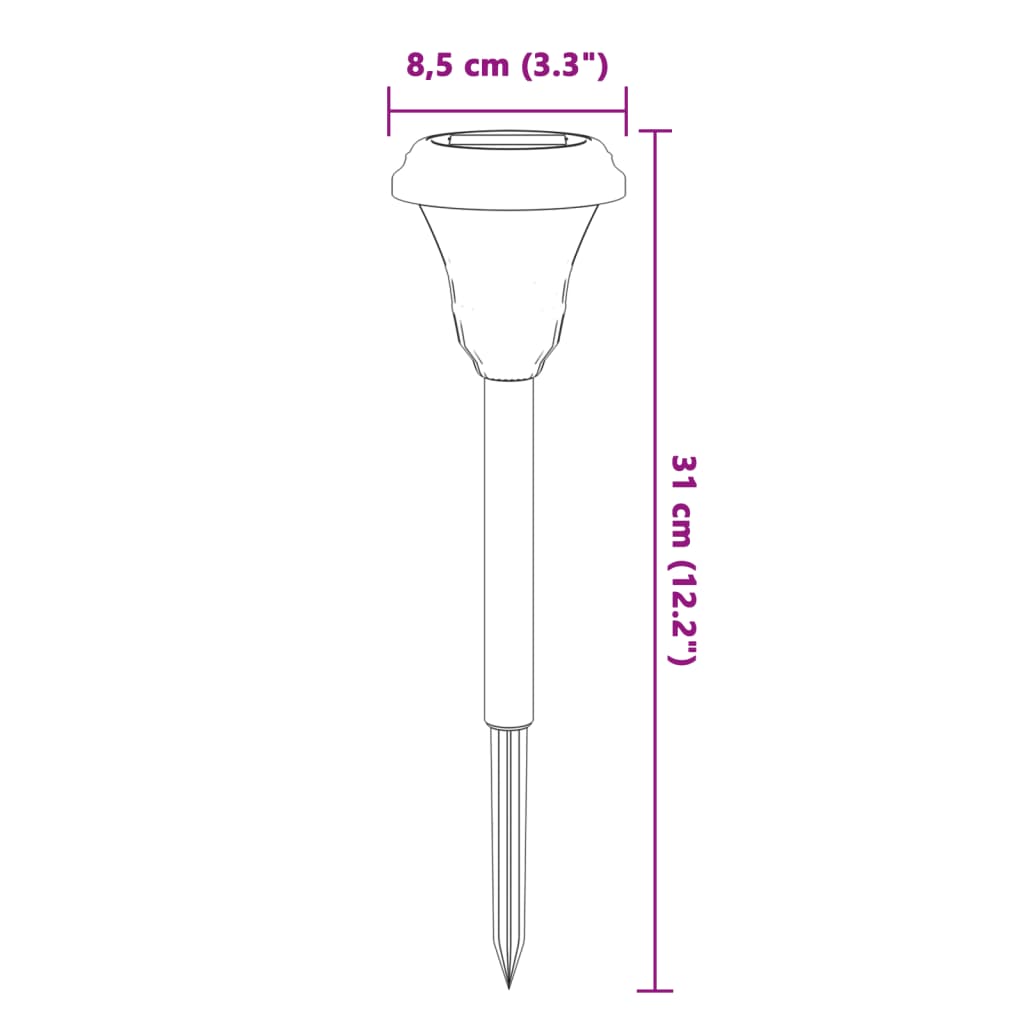 Tuinpadverlichting 12 st solar met grondpennen wit - AllerleiShop