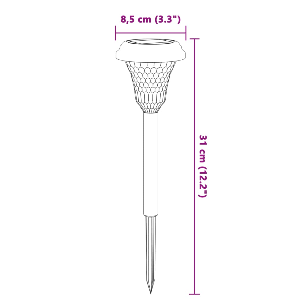 Tuinpadverlichting 12 st solar met grondpennen wit - AllerleiShop