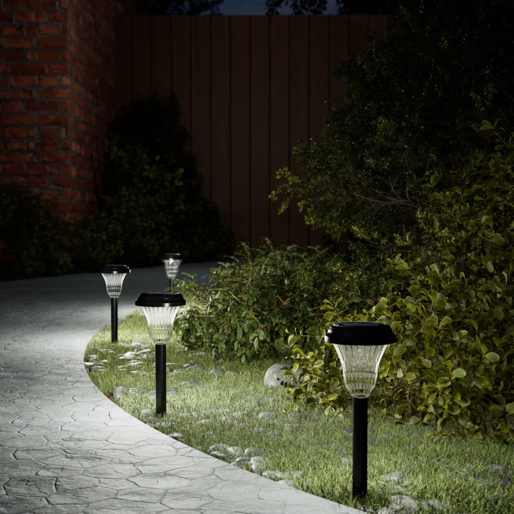 Tuinpadverlichting 12 st solar met grondpennen wit - AllerleiShop