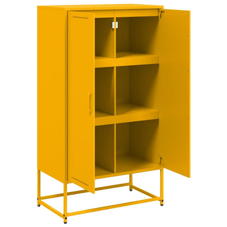 Hoge kast 68,5x38,5x123,5 cm staal mosterdgeel - AllerleiShop