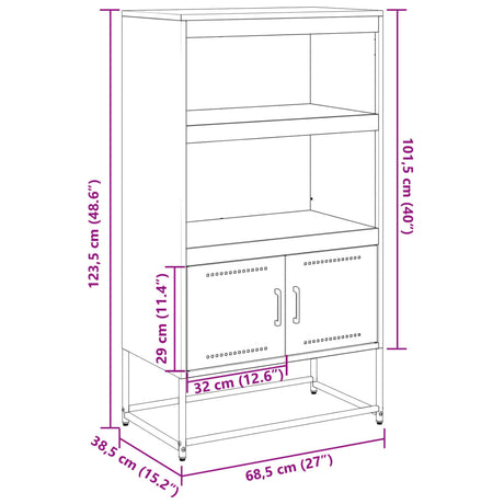 Hoge kast 68,5x38,5x123,5 cm staal mosterdgeel - AllerleiShop