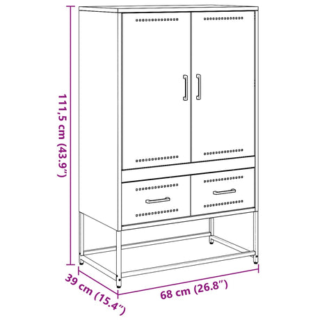 Hoge kast 68x39x111,5 cm staal antracietkleurig - AllerleiShop