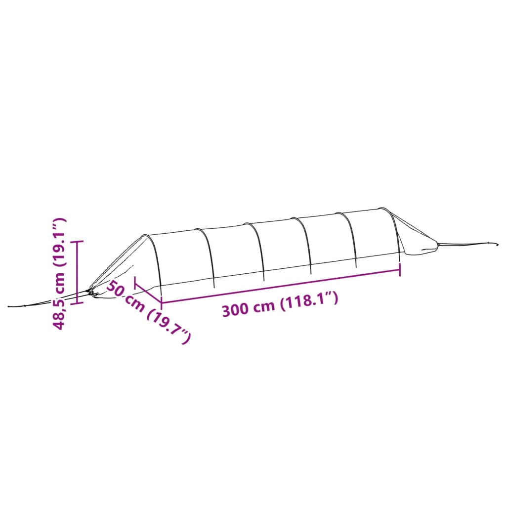 Kweektunnel 300x50x48,5 cm staal en polyetheen zwart - AllerleiShop