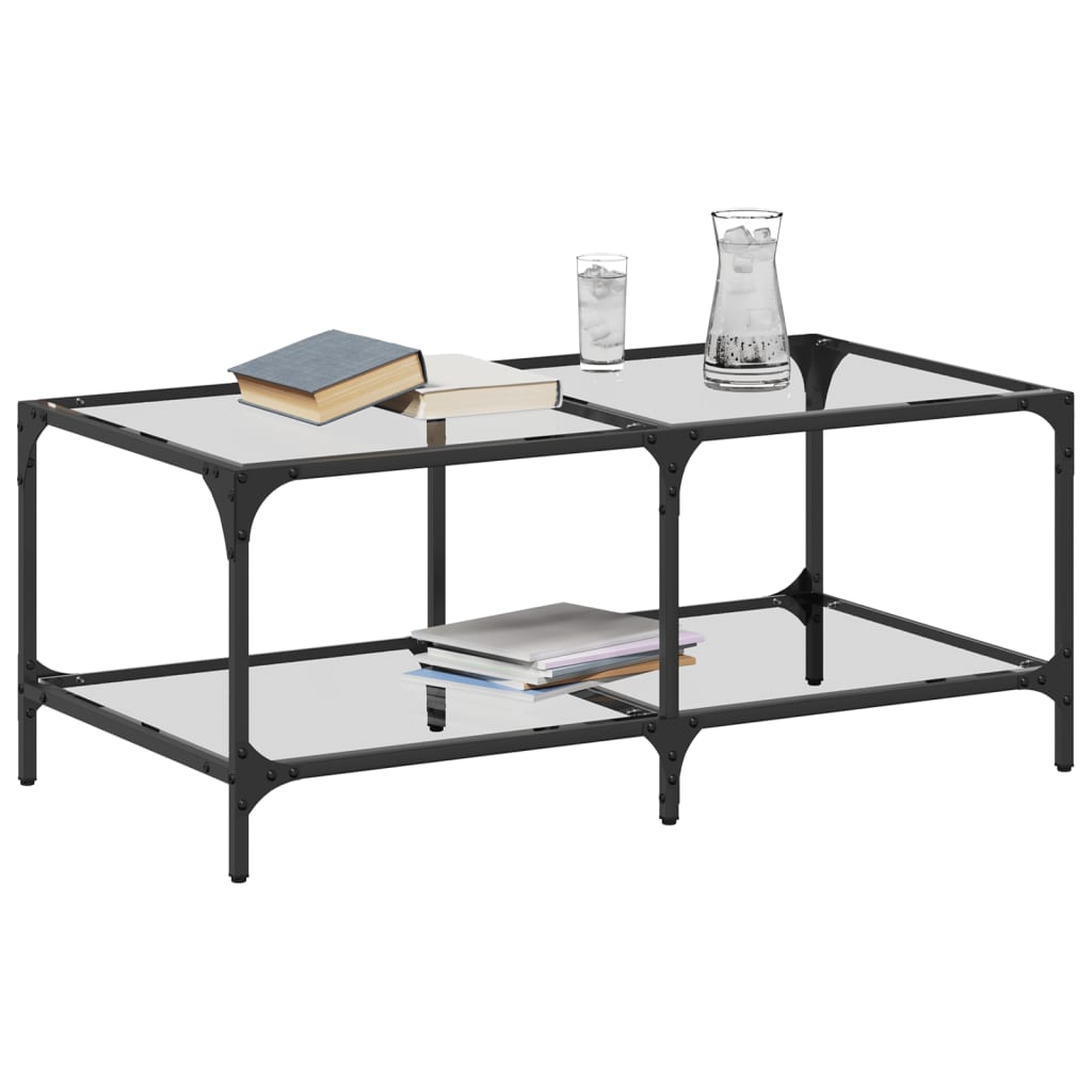 Salontafel met transparant glazen blad 98,5x50x40 cm staal - AllerleiShop