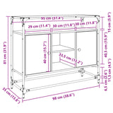 Dressoir met glazen blad 98x35x81 cm bewerkt hout zwart - AllerleiShop