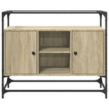 Dressoir met glazen blad 98x35x81 cm hout sonoma eikenkleurig