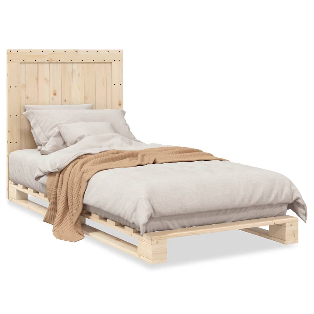 Bedframe met hoofdbord massief grenenhout 90x200 cm