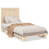 Bedframe met hoofdbord massief grenenhout 90x200 cm