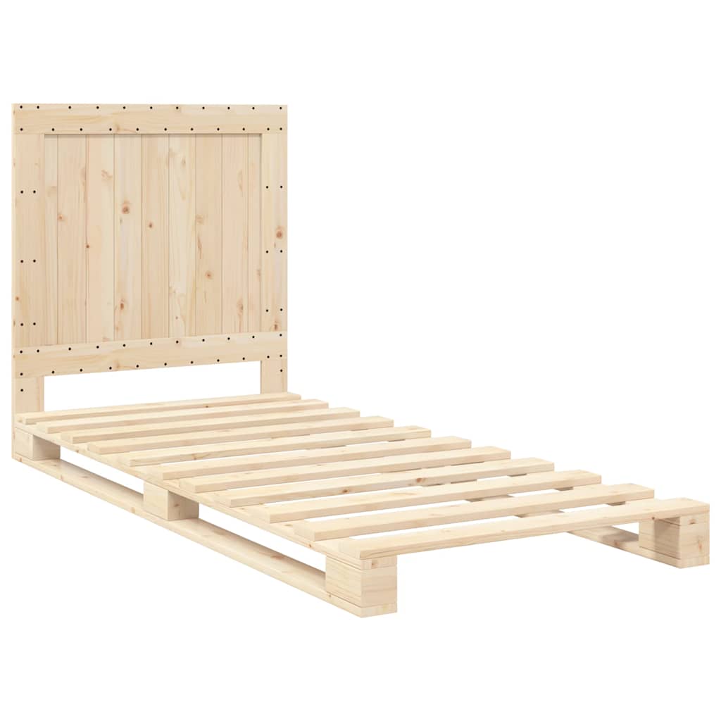 Bedframe met hoofdbord massief grenenhout 90x200 cm