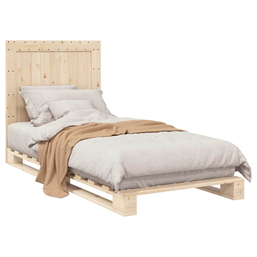 Bedframe met hoofdbord massief grenenhout 90x200 cm