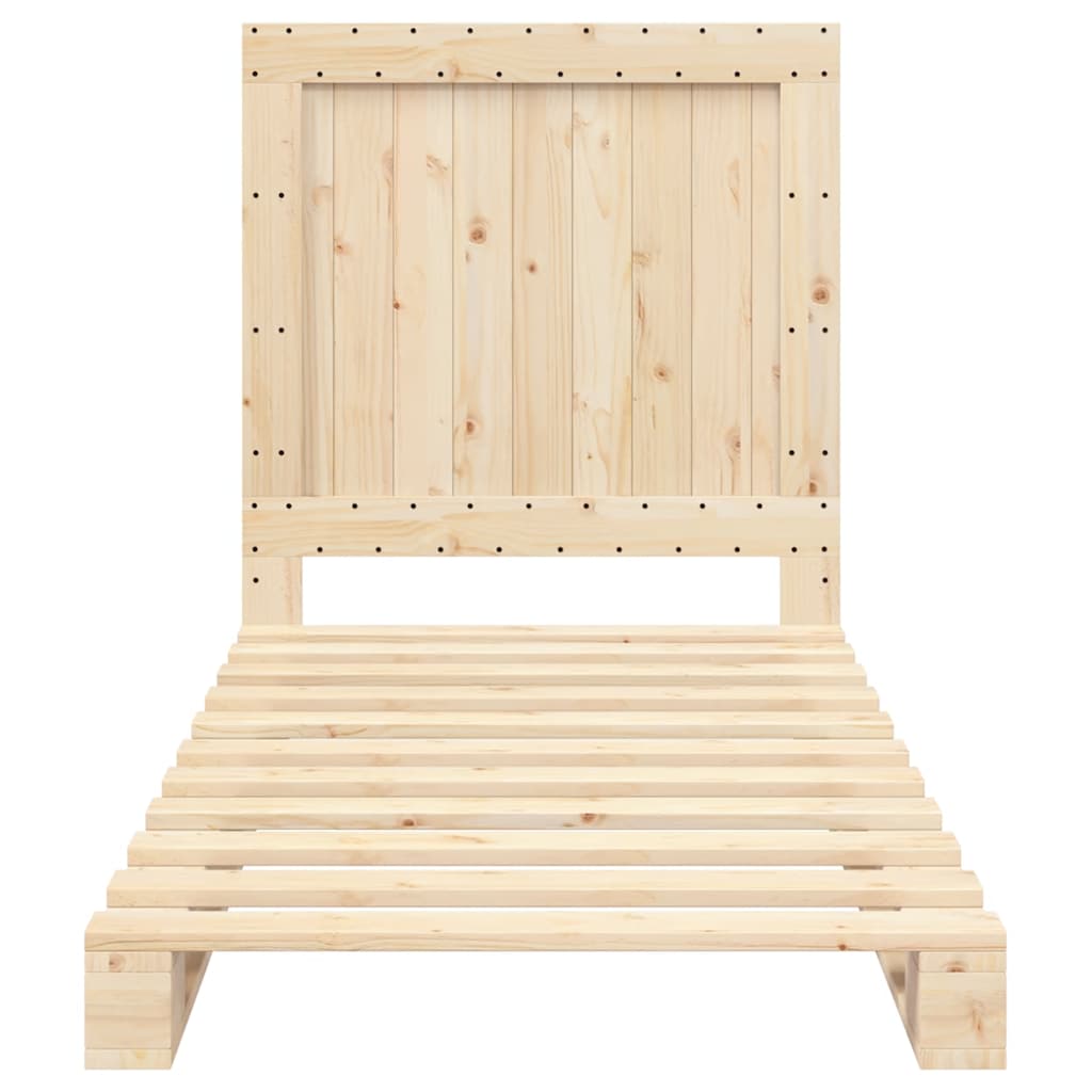 Bedframe met hoofdbord massief grenenhout 90x200 cm