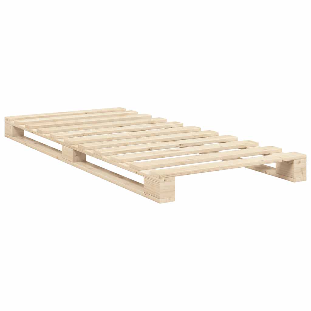 Bedframe met hoofdbord massief grenenhout 90x200 cm