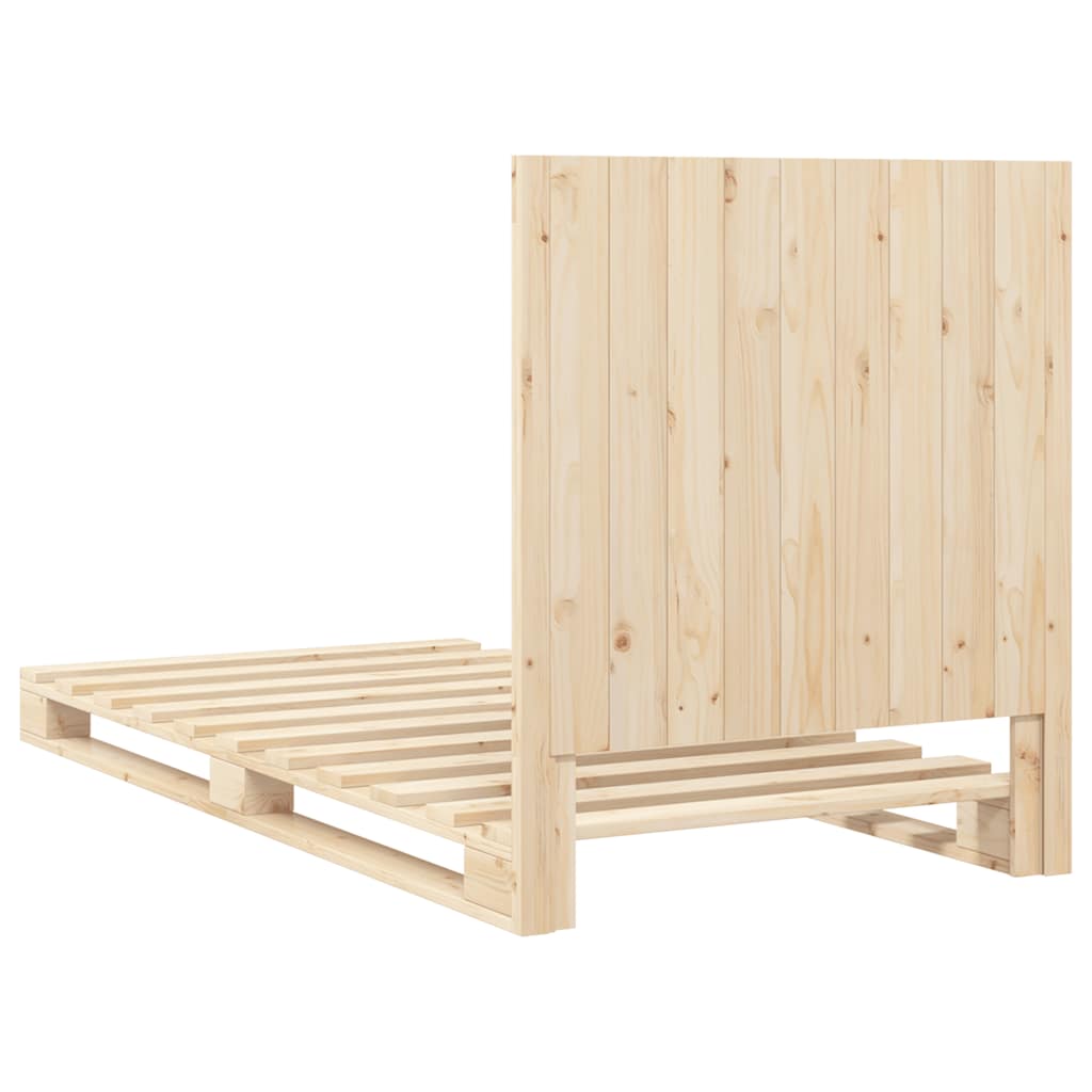 Bedframe met hoofdbord massief grenenhout 90x200 cm