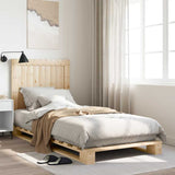 Bedframe met hoofdbord massief grenenhout 90x200 cm