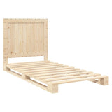 Bedframe met hoofdbord massief grenenhout 100x200 cm
