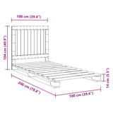 Bedframe met hoofdbord massief grenenhout 100x200 cm