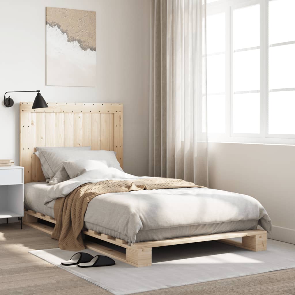 Bedframe met hoofdbord massief grenenhout 100x200 cm