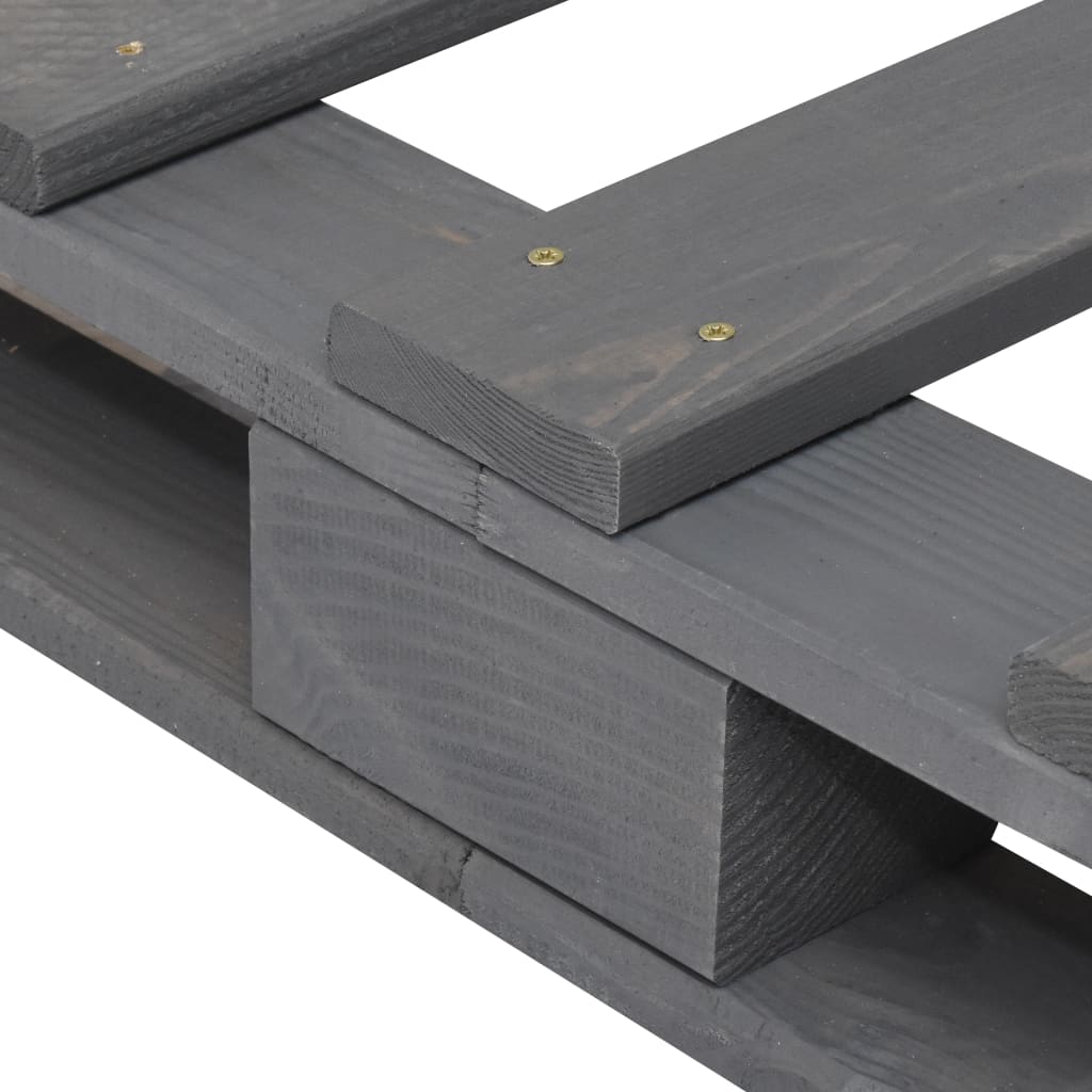 Bedframe met hoofdbord massief grenenhout grijs 100x200 cm