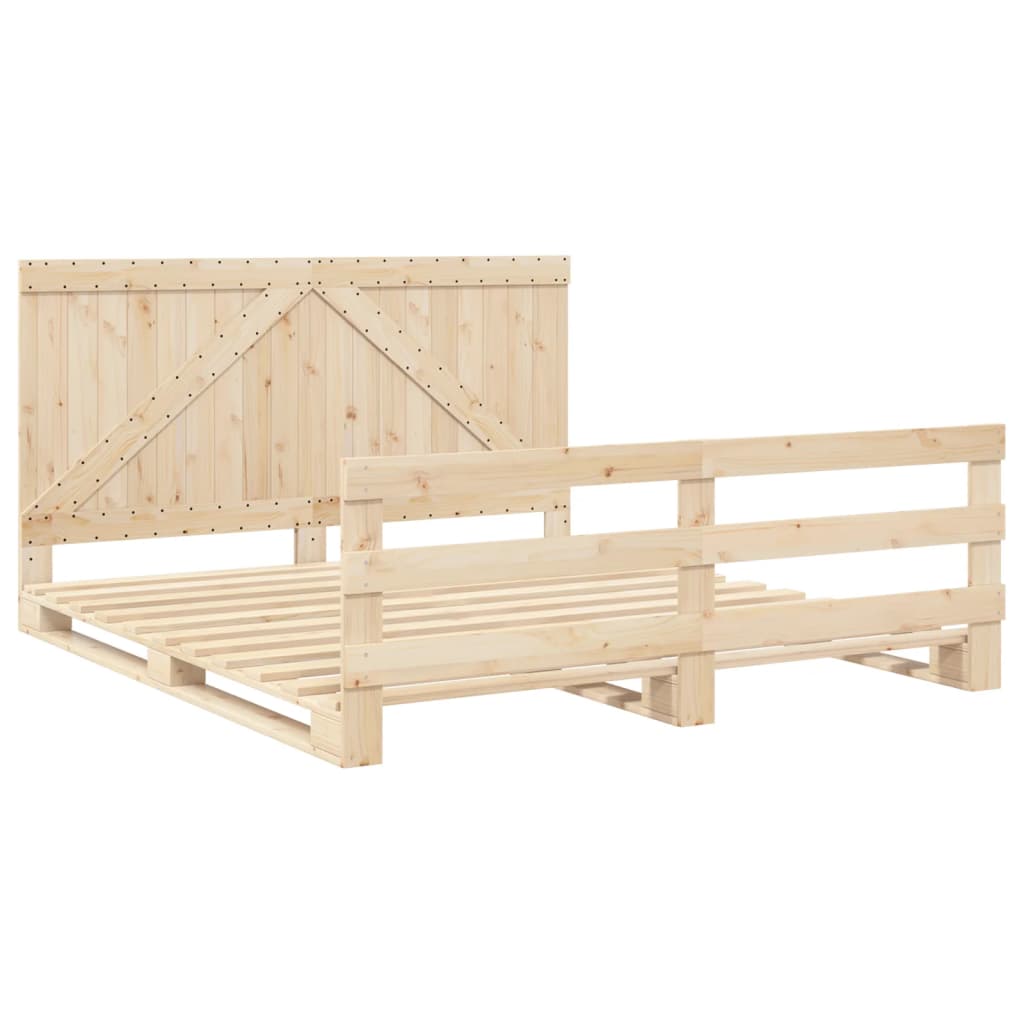 Bedframe met hoofdbord massief grenenhout 180x200 cm