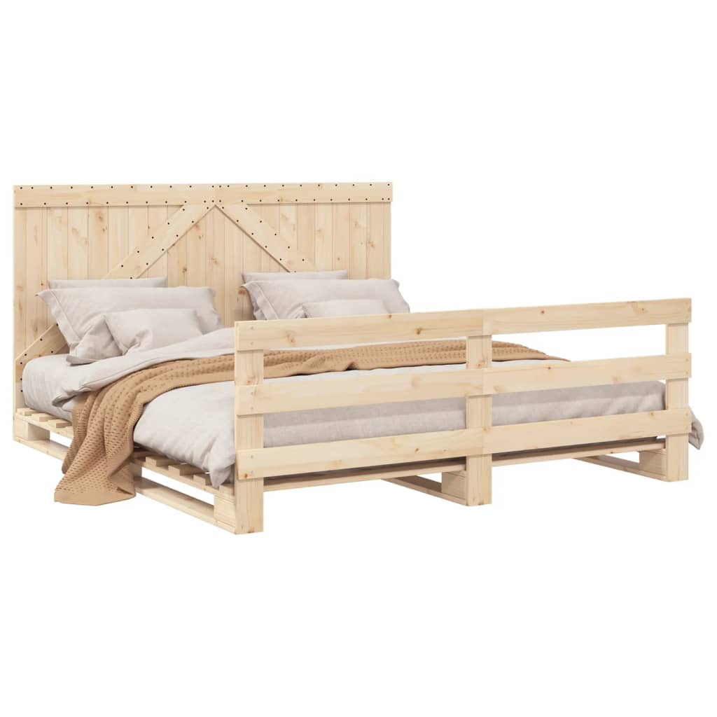 Bedframe met hoofdbord massief grenenhout 180x200 cm