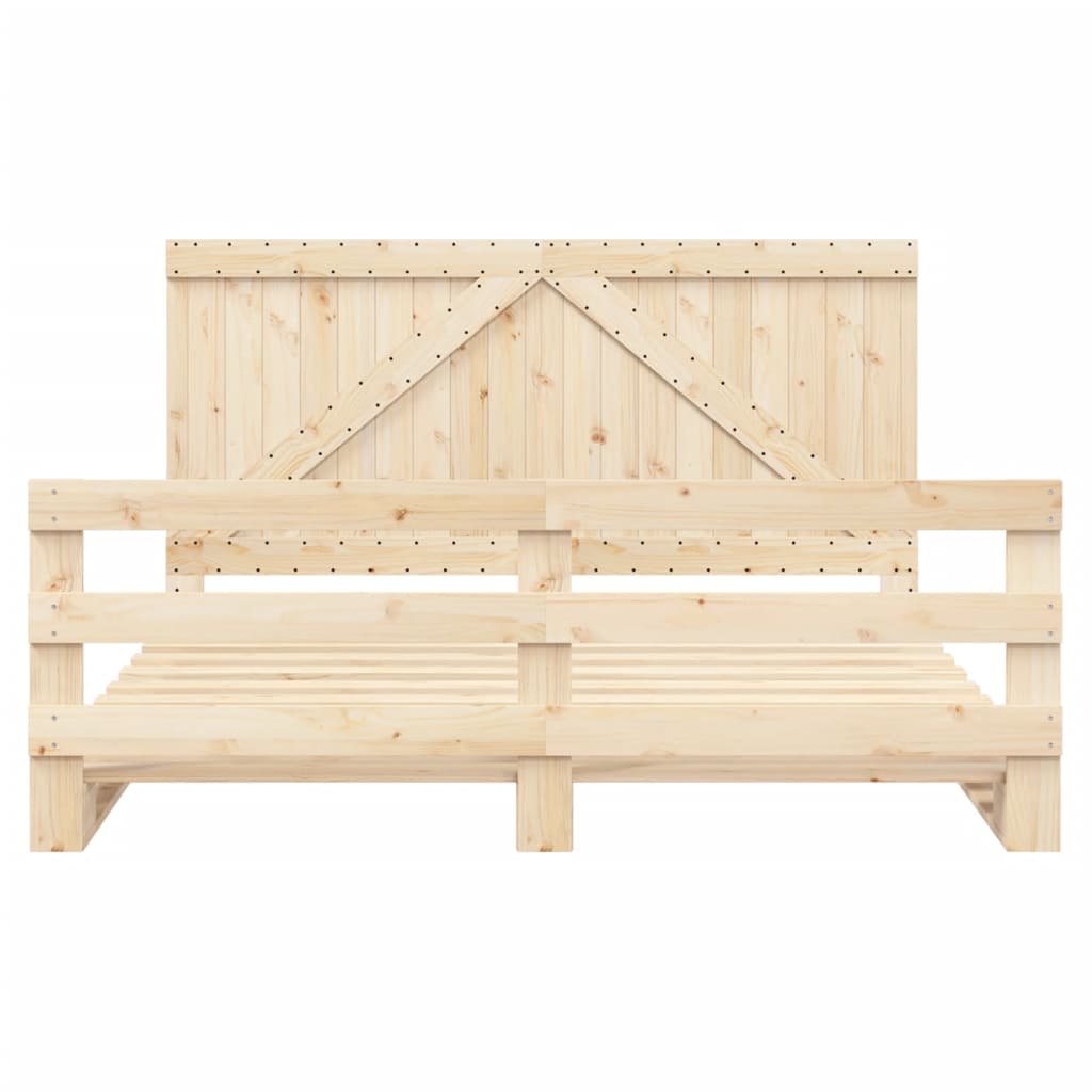 Bedframe met hoofdbord massief grenenhout 180x200 cm