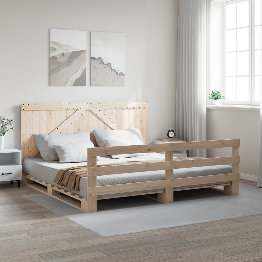 Bedframe met hoofdbord massief grenenhout 180x200 cm