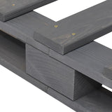 Bedframe met hoofdbord massief grenenhout grijs 100x200 cm