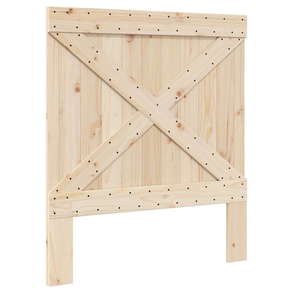 Bedframe met hoofdbord massief grenenhout grijs 90x200 cm