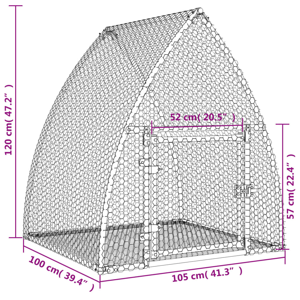 Konijnenhok 100x105x120 cm gegalvaniseerd staal zilverkleurig - AllerleiShop