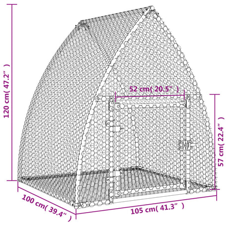 Konijnenhok 100x105x120 cm gegalvaniseerd staal zilverkleurig - AllerleiShop