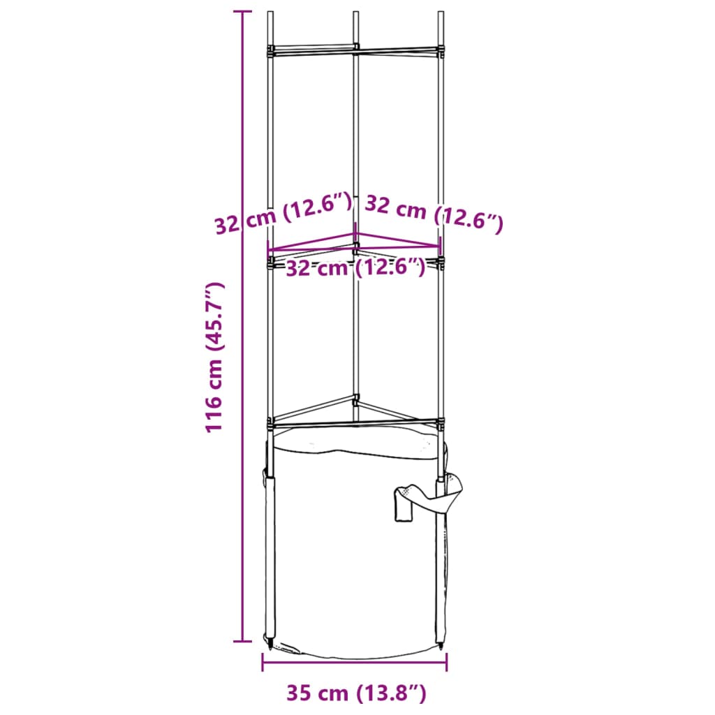 Tomatenkooien met plantenzak 4 st 116 cm staal en polypropeen - AllerleiShop