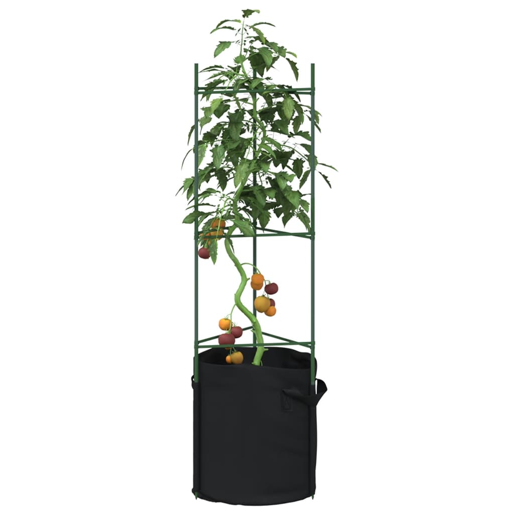 Tomatenkooien met plantenzak 4 st 116 cm staal en polypropeen - AllerleiShop