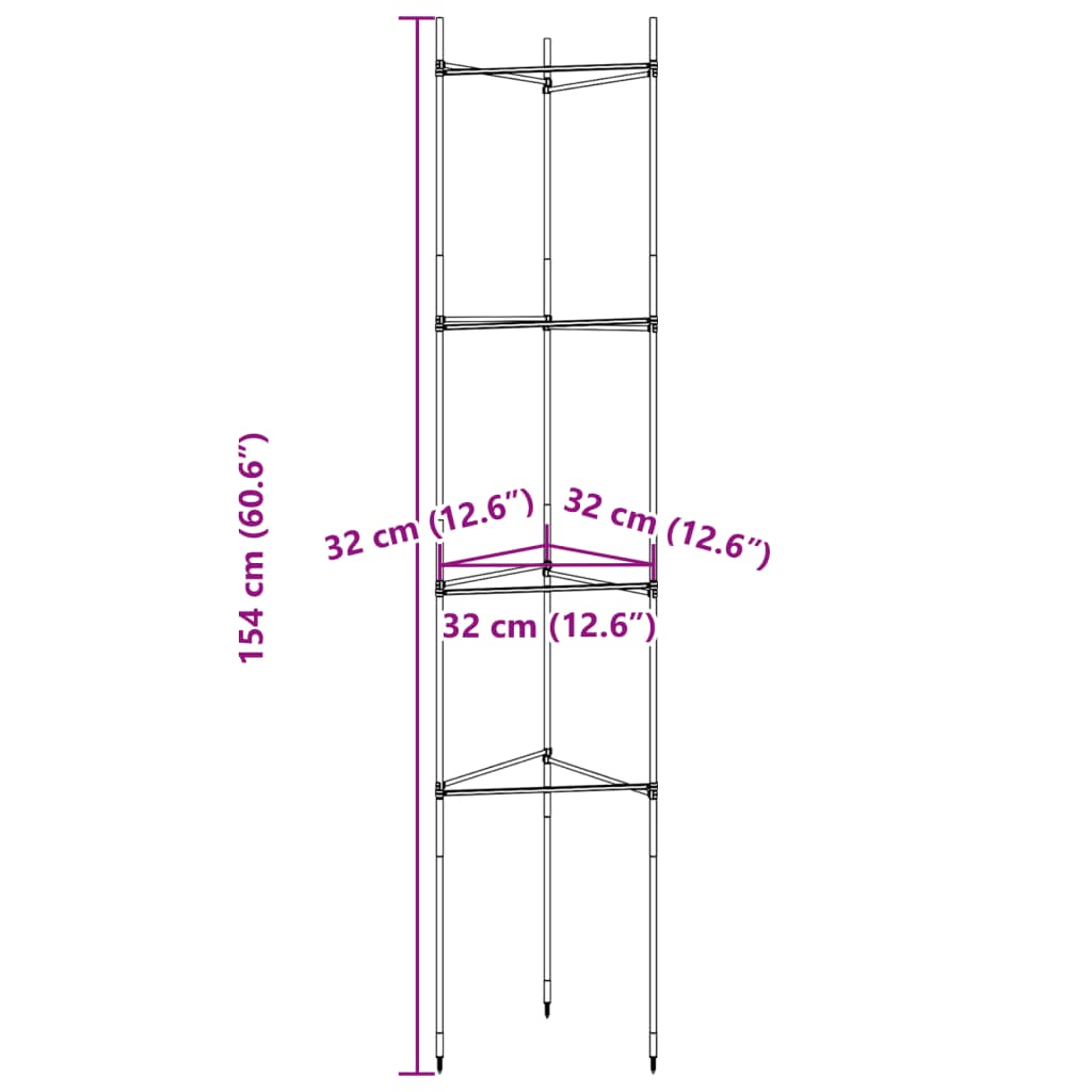 Tomatenkooien 4 st 154 cm staal en polypropeen - AllerleiShop