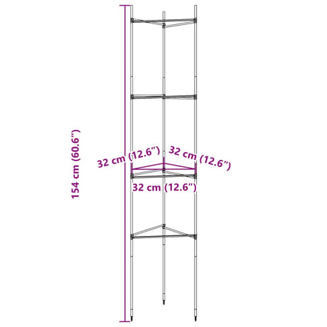 Tomatenkooien 4 st 154 cm staal en polypropeen - AllerleiShop