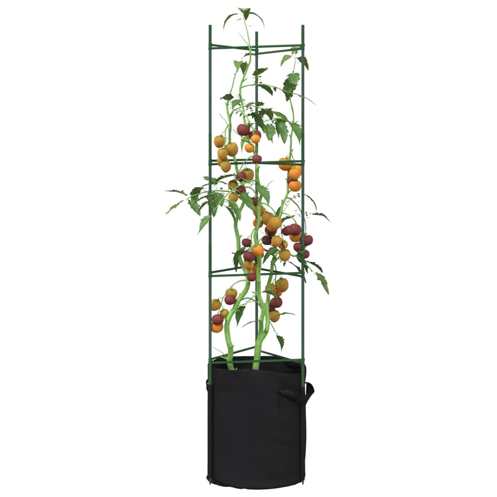 Tomatenkooien met plantenzak 4 st 154 cm staal en polypropeen - AllerleiShop