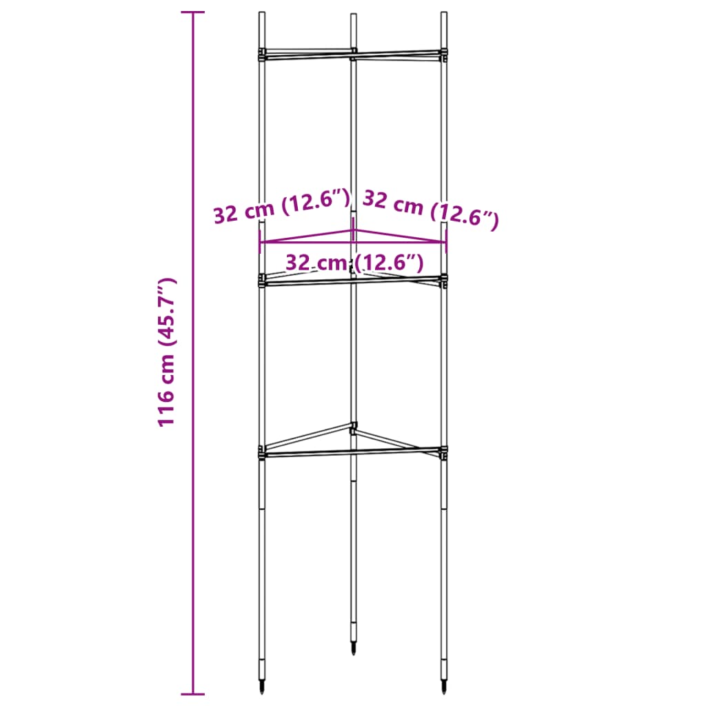 Tomatenkooien 6 st 116 cm staal en polypropeen - AllerleiShop