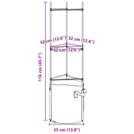 Tomatenkooien met plantenzak 6 st 116 cm staal en polypropeen - AllerleiShop