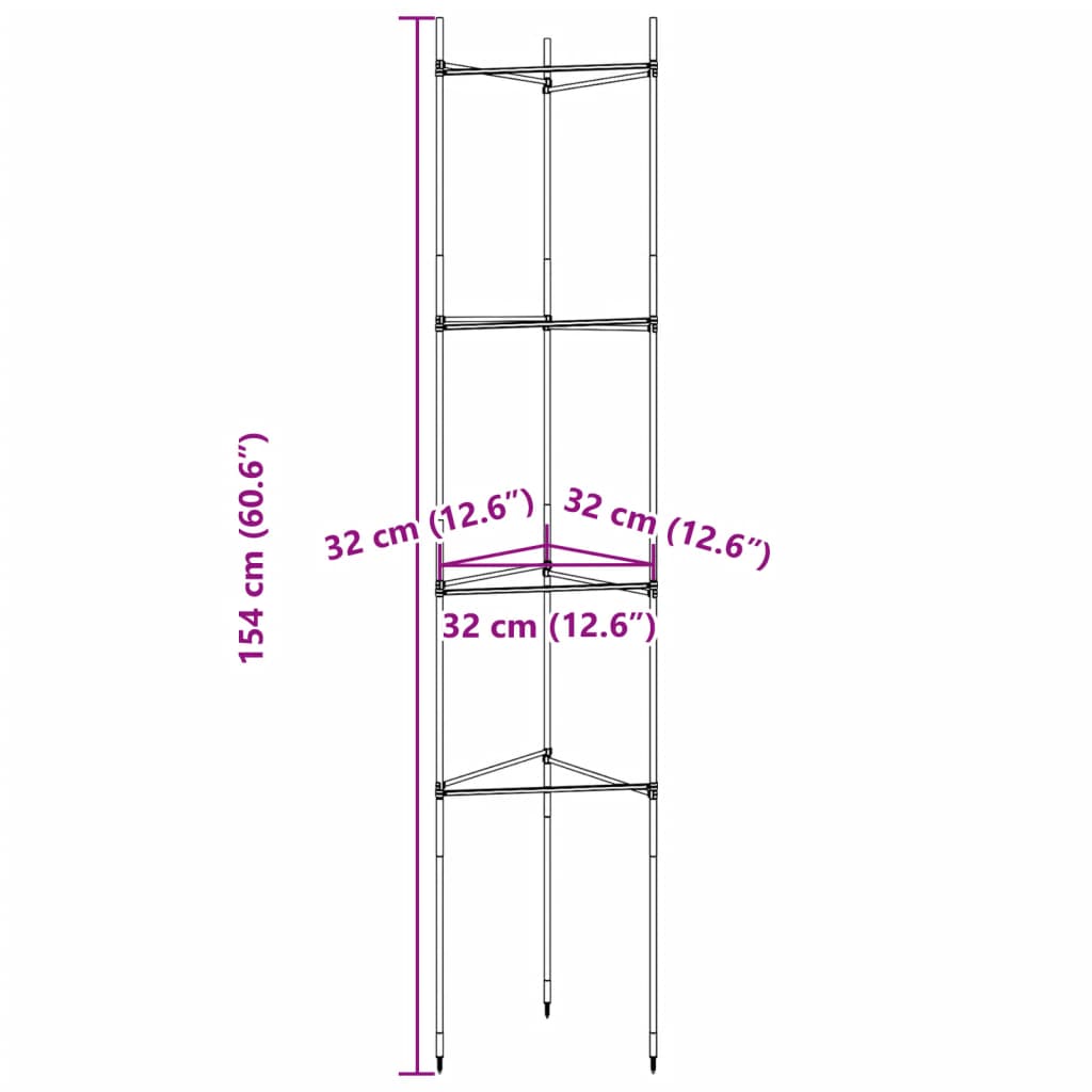 Tomatenkooi 6 st 154 cm staal en polypropeen - AllerleiShop