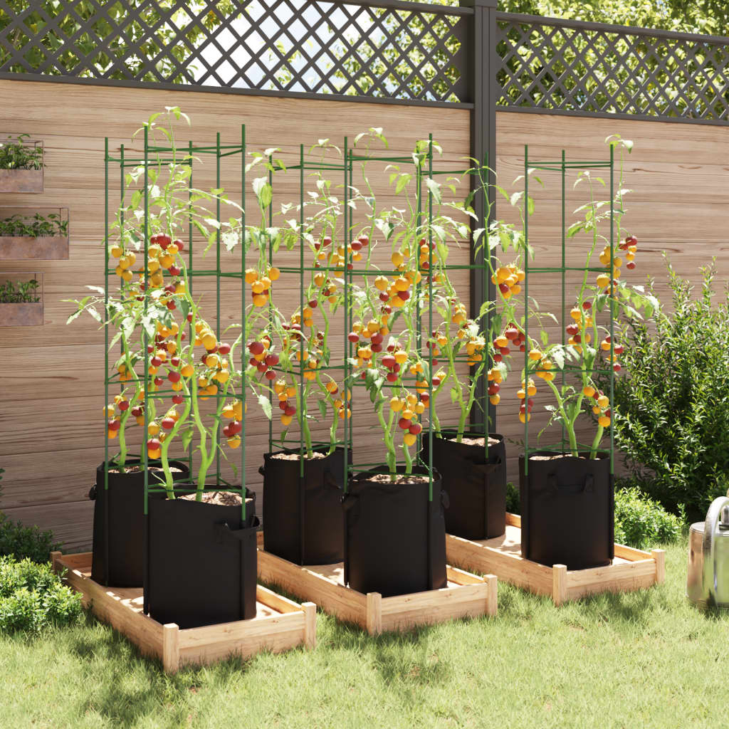 Tomatenkooien met plantenzak 6 st 154 cm staal en polypropeen - AllerleiShop