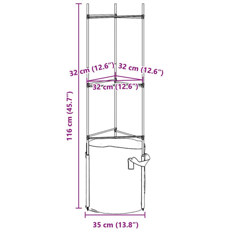 Tomatenkooien met plantenzak 8 st 116 cm staal en polypropeen - AllerleiShop