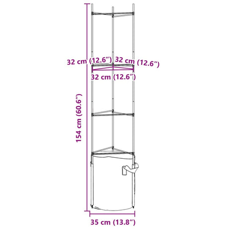 Tomatenkooien met plantenzak 8 st 154 cm staal en polypropeen - AllerleiShop