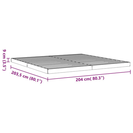 Bedframe massief grenenhout wasbruin 200x200 cm