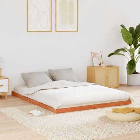 Bedframe massief grenenhout wasbruin 150x200 cm