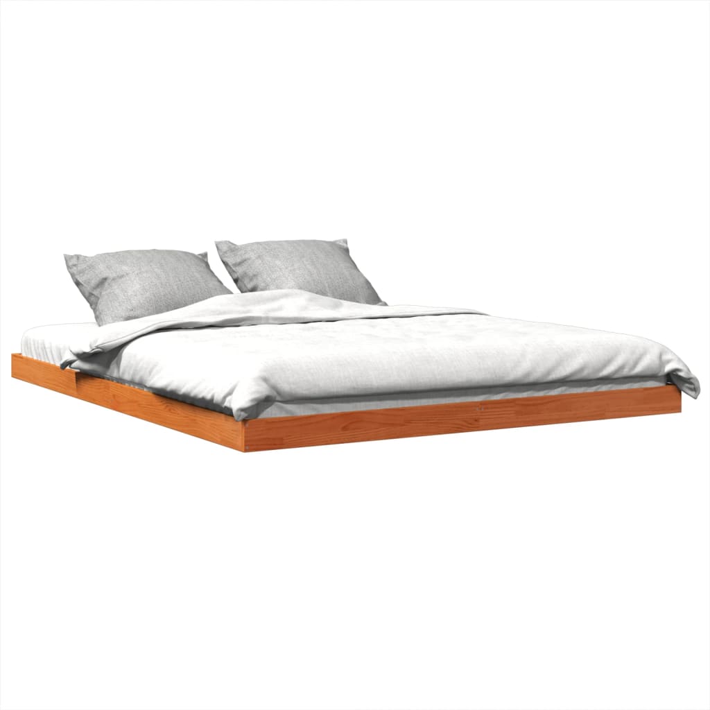 Bedframe massief grenenhout wasbruin 150x200 cm
